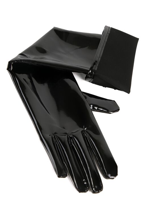 Wet Look Gloves Black image number 5.0