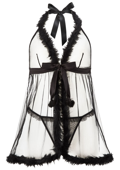 Desires At Dusk Crotchless Babydoll Lingerie 2 Piece Set image number 5.0