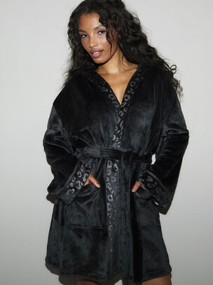 Signature Sparkle Fluffy Robe - Black
