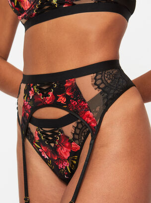 Enchanting Rose Suspender Belt