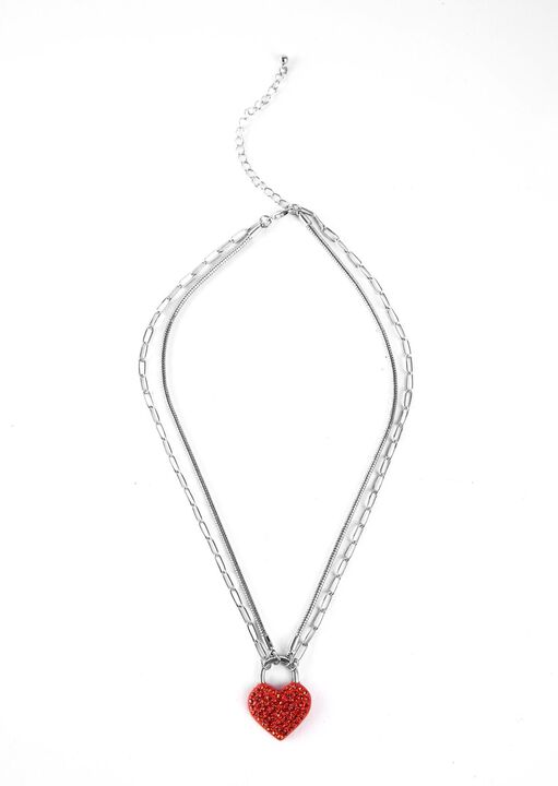 Diamante Heart Necklace Silver image number 3.0