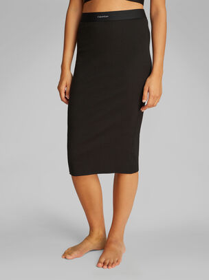 Cotton Stretch Rib Skirt - Black