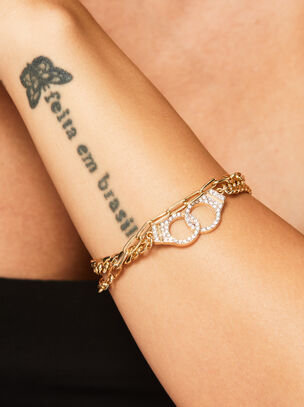 Gold Layered Bracelet with Diamante Handcuff