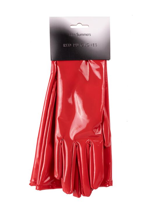Wet Look Gloves Red image number 5.0
