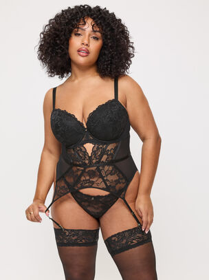 Sexy Lace Padded Basque - Black
