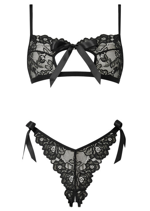 One More Kiss Lace Crotchless Lingerie 2 Piece Set image number 5.0
