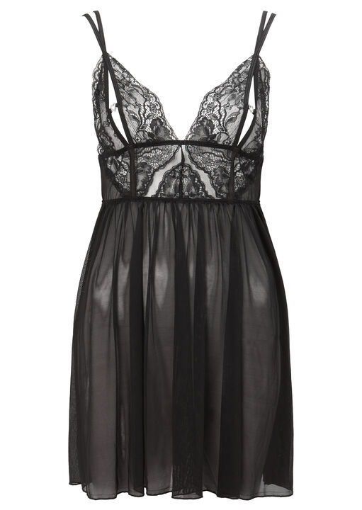 Diamond Heart Lace Peek-a-Boo Chemise Lingerie image number 5.0