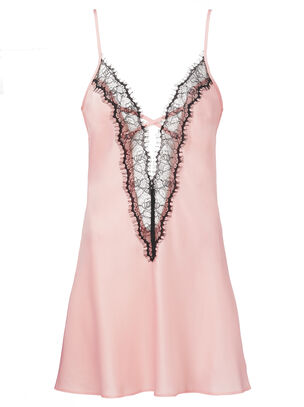 Cherryann Satin Lace Chemise Lingerie - Pale Pink