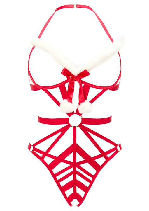 Saucy Santa Peek-A-Boo Christmas Body with Faux Fur Trim image number 4.0