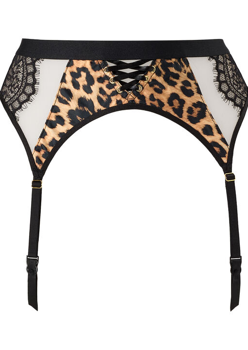 Wild Obsession Animal Print Lace Suspender Belt image number 4.0