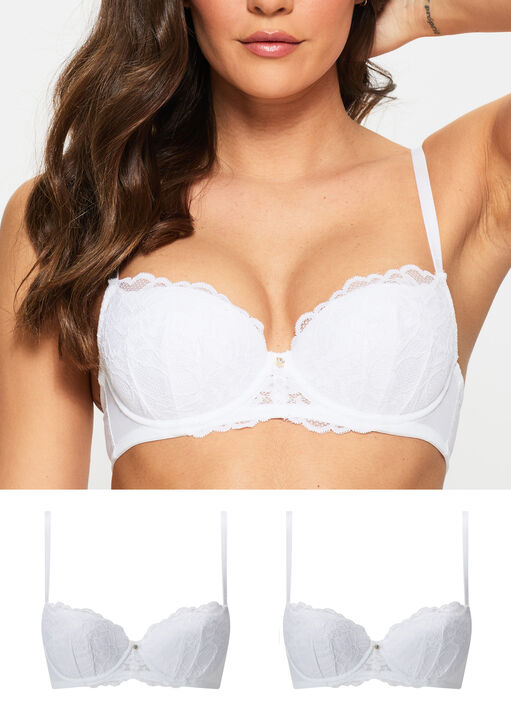 Sexy Lace Padded Balcony Bra 2 Pack image number 0.0