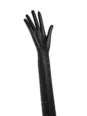 Glisten Luxe Fishnet Diamante Over Elbow Gloves