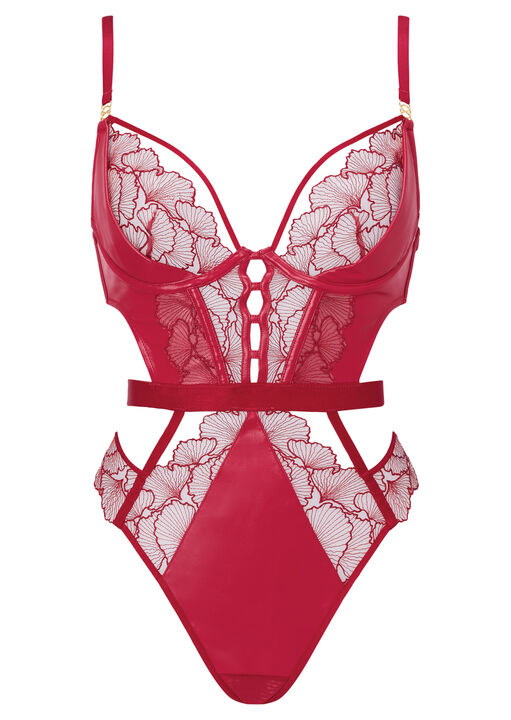 Tempting Touch Embroidered Crotchless Lingerie Body image number 4.0