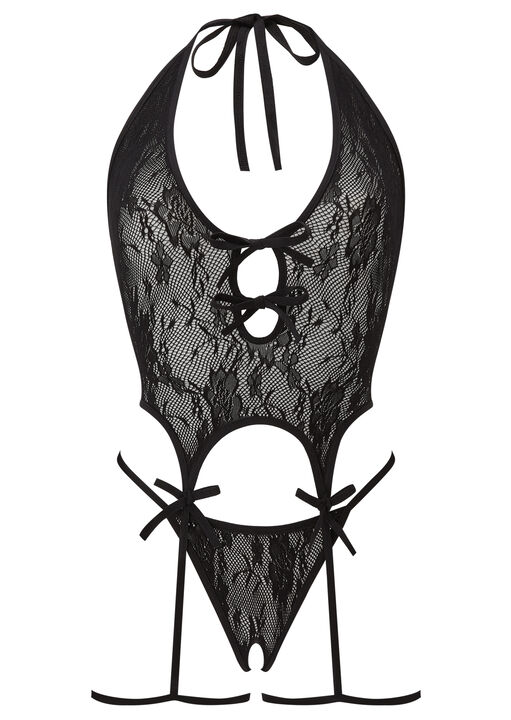 Kourtney Lace Crotchless Basque 2 Piece Set image number 4.0