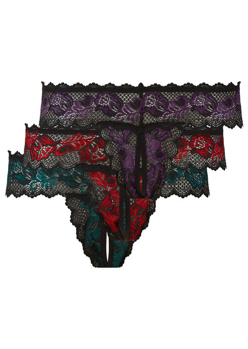 Brielle 3 Pack Crotchless Thong image number 9.0