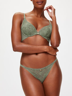 Alice Padded Plunge Bra - Mid Green