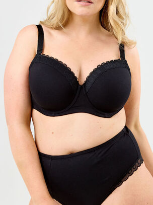 Cotton T-Shirt Bra - Black