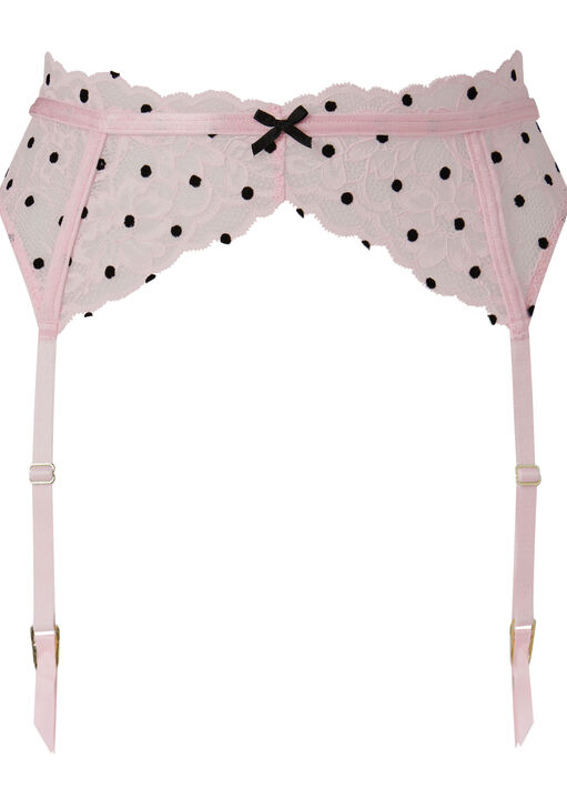 Sexy Lace Flocked Spot Suspender Belt image number 4.0