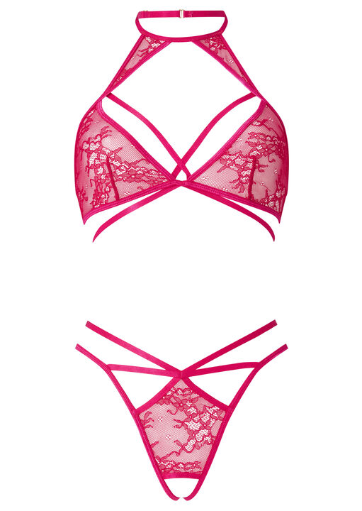 Daring Tease Lace Crotchless Lingerie 2 Piece Set image number 4.0