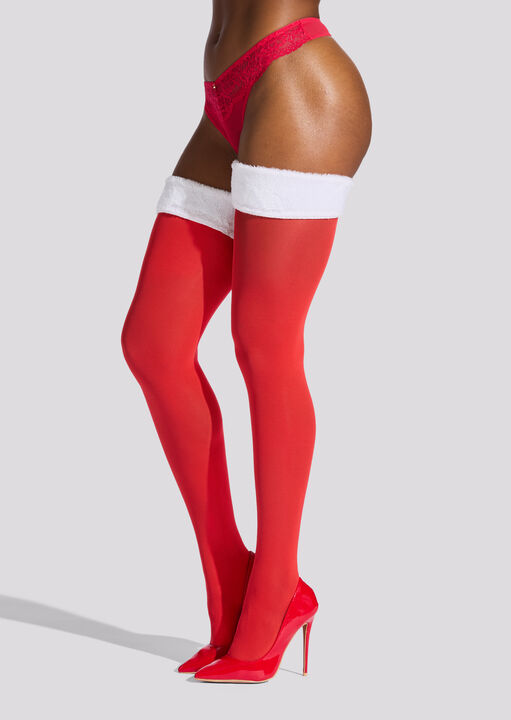 Fur Top Opaque Leg Hold Ups image number 1.0