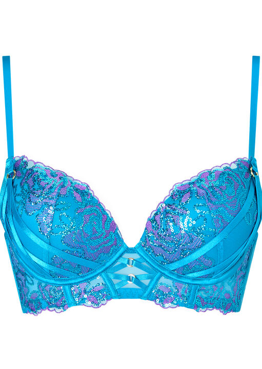 Pearlescent Embroidered Padded Plunge Bra image number 4.0
