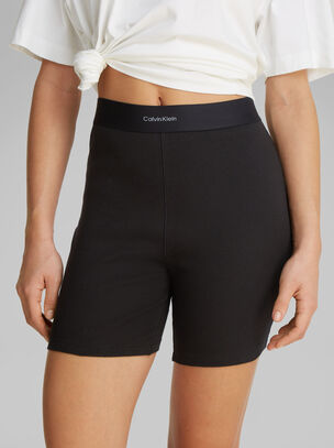 Cotton Stretch Rib Bike Shorts - Black