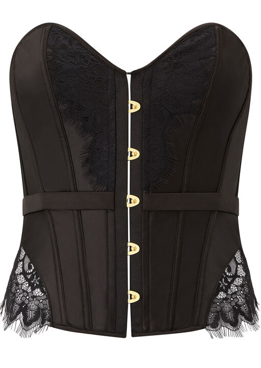 Everlasting Satin Lace Up Boned Corset Top image number 6.0