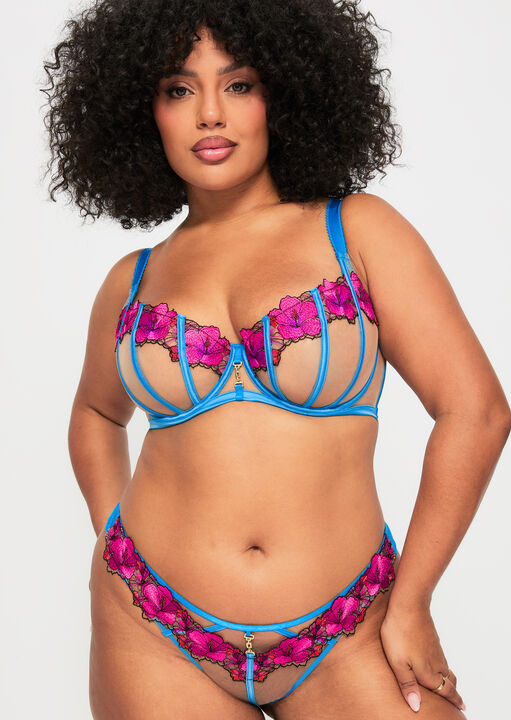 Caged Hibiscus Fuller Bust Non Padded Balcony Bra image number 4.0