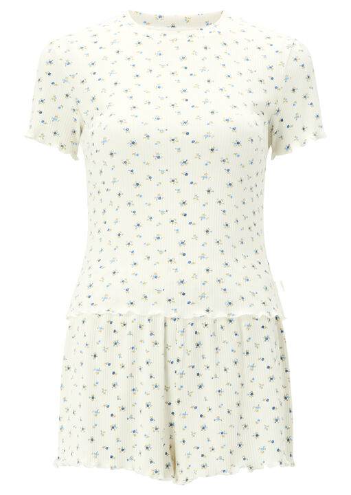 Knickerbox Floral Ribbed Long Sleeve Pyjama Top & Trouser Set image number 6.0