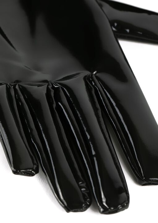Wet Look Gloves Black image number 4.0