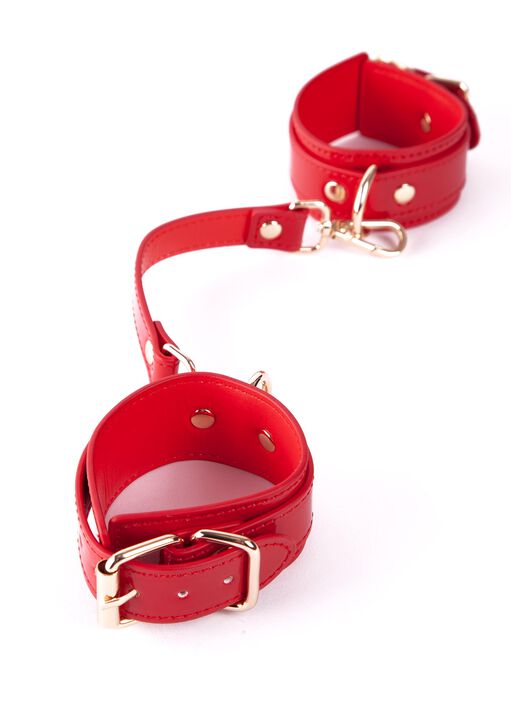 High Shine Red PU Minx Handcuffs image number 2.0