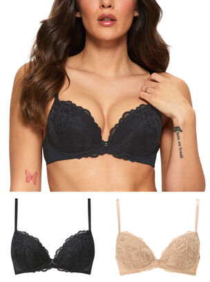 Sexy Lace Padded Plunge 2 Pack