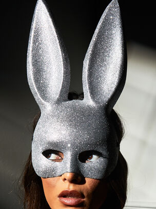 Bunny Mask Silver Glitter