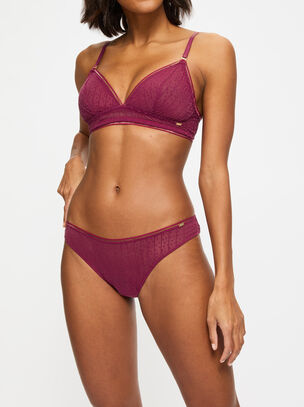 Maya Flocked Triangle Bralette - Dark Red