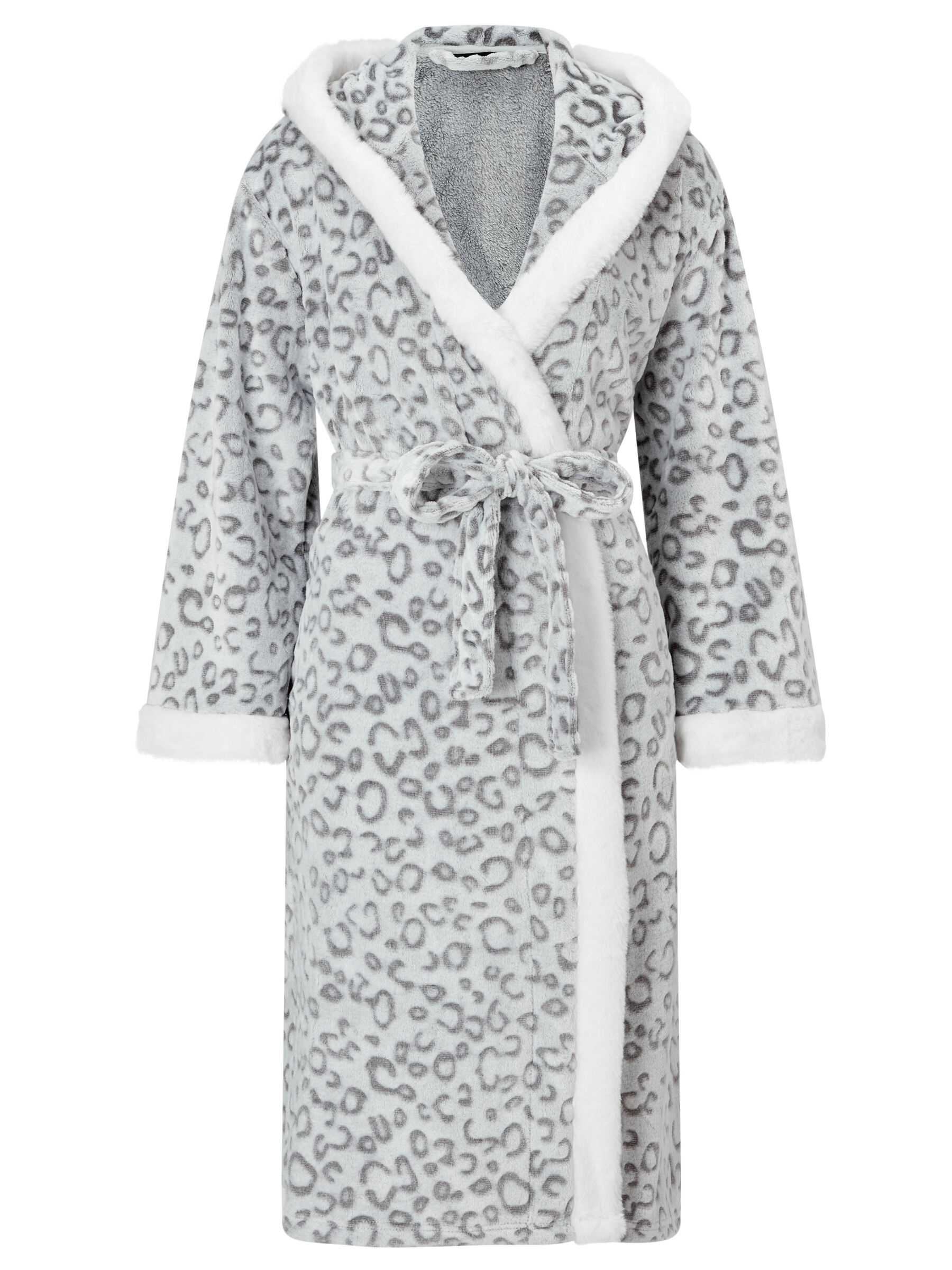 Fluffy leopard hot sale print dressing gown
