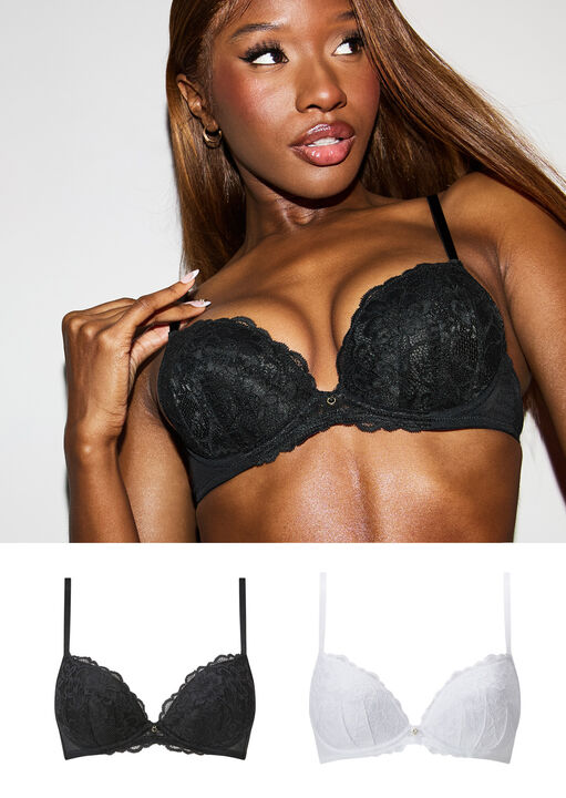Sexy Lace Padded Plunge Bra - Pack of 2 image number 0.0