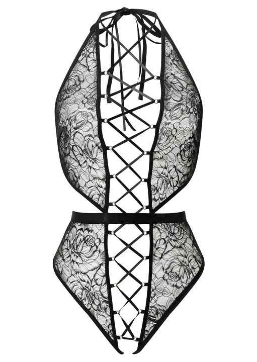 Tied & Teased Lace Crotchless Lingerie Body image number 3.0
