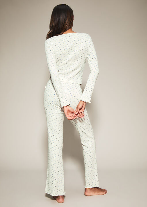 Knickerbox Floral Ribbed Long Sleeve Pyjama Top & Trouser Set image number 2.0