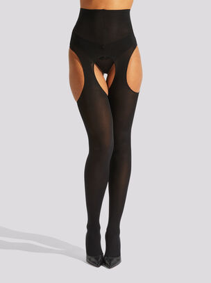 High Waisted Crotchless Tights