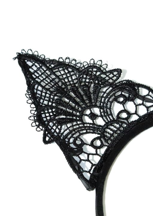 Headband with Lace Cat Ears image number 1.0