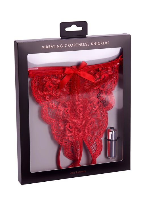 Vibrating Red Crotchless Knickers image number 2.0
