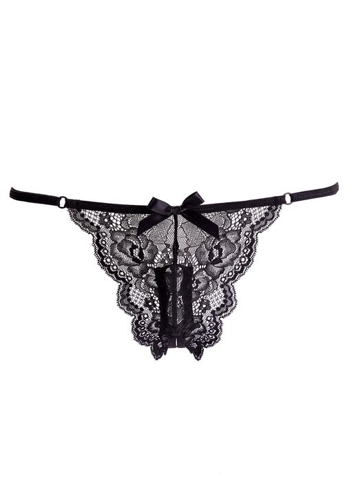 Ann Summers Black Lace Crotchless Thong With Removable Vibrating Bullet,