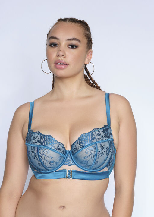 Ann Summers The Satin Desire Fuller Bust Bra, Teal 34Dd