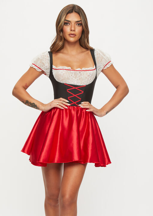 Ann Summers Red Beer Maid Sexy Costume With Apron, Black/ M