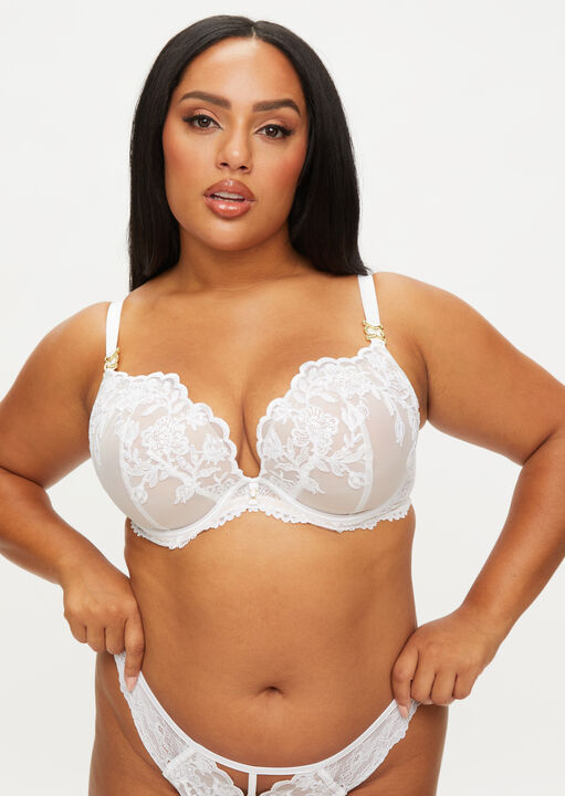Ann Summers White The Icon Fuller Bust Padded Plunge Bra, 42Dd
