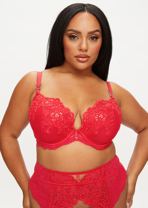 Ann Summers The Icon Fuller Bust Padded Plunge Bra, Red 36G