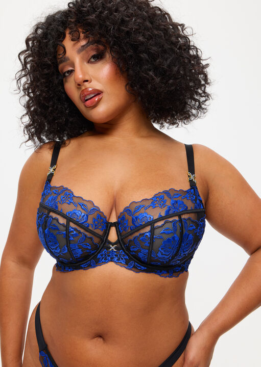 Ann Summers Black Endless Attraction Non Padded Fuller Bust Plunge Bra, /Blue 32E