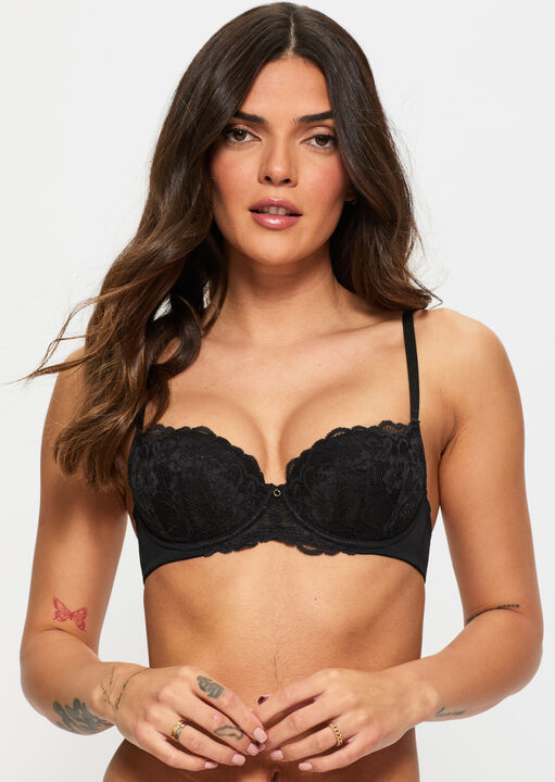Ann Summers Black Sexy Lace Padded Balcony Bra, 36B