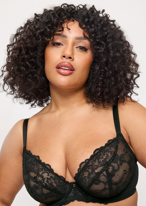 Ann Summers Black Sexy Lace Fuller Bust Non Padded Plunge Bra, 36Dd
