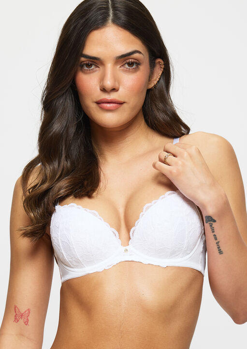 Ann Summers White Sexy Lace Padded Plunge Bra, 30A